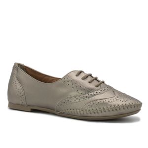 Sapato Oxford Feminino Couro Legítimo Prata Velho - Haldrys