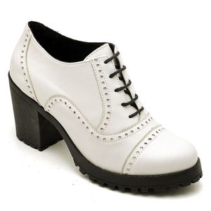 Sapato Feminino Ankle Boot Couro Legitimo Confort Branco - Haldrys