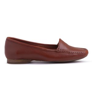 Mocassim Feminino Couro Legítimo Caramelo - Haldrys