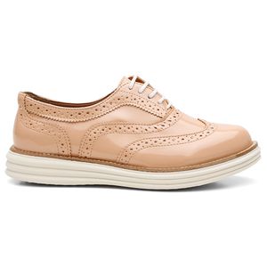 Sapato Oxford Feminino Couro Legítimo Nude - Haldrys