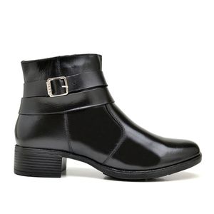 Bota Feminina Buckle Cano Curto Couro Legítimo Preto - Haldrys