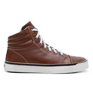 Tênis Casual Unissex Cano Médio Solado Borracha Couro Floater Whisky - Haldrys
