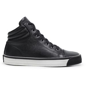 Tênis Casual Unissex Cano Médio Solado Borracha Couro Floater Preto - Haldrys