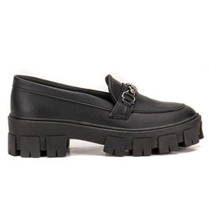 Sapato Mocassim Feminino Tratorado Sintético Preto - Haldrys