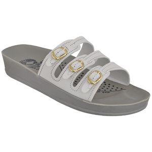 Sandália Feminina Ortopédica Conforto Branco 3 Fivelas - Haldrys