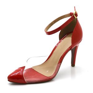 Sapato Scarpin Salto Alto em Napa Verniz Vermelha e Vinil - Haldrys