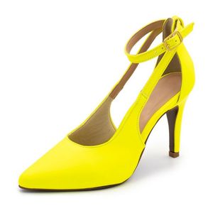 Sapato Scarpin Vazado Napa Amarela Neon - Haldrys