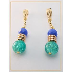 Brinco folheado a Ouro 18k Aqua - 2440 - MARINA JOIAS