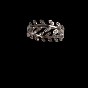 Anel Zirconia folhas Prateado - 10132 - MARINA JOIAS