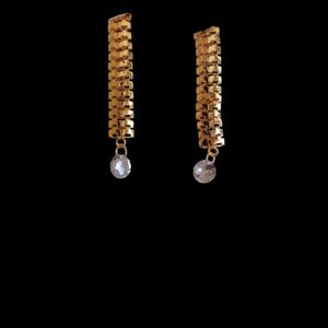 Brinco Folheado à Ouro Correntes e Zirconia - 3880 - MARINA JOIAS