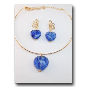 Conjunto folheado à ouro 18k Fashion Blue - 05 - MARINA JOIAS