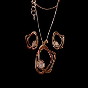 Conjunto de Gargantilha e Par de Brinco Geometrico... - MARINA JOIAS