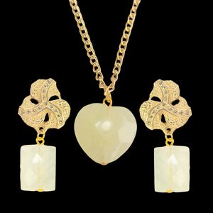Conjunto folheado à ouro 18k Pedra Natural Erva Do... - EFEITO NATURAL