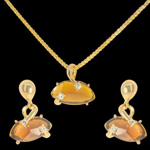 Conjunto Colar Folheado à Ouro 18k Topázio vidro ... - EFEITO NATURAL