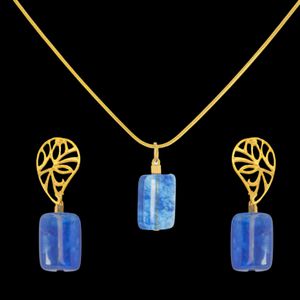 Conjunto folheado à ouro 18k Pedra Natural Fashion... - EFEITO NATURAL