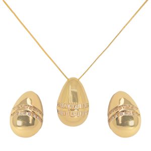 Conjunto de Gargantilha e Par de Brinco Gota Lisa ... - EFEITO NATURAL