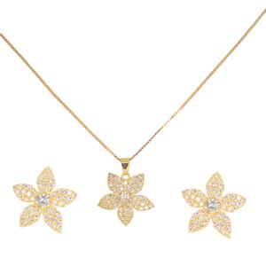 Conjunto de Gargantilha e Par de Brinco Flor de Zi... - EFEITO NATURAL