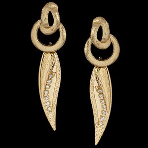 Brinco Folheado à Ouro com Folha de Strass - 1452 - MARINA JOIAS