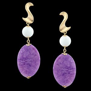 Brinco Folheado à Ouro 18k Uva Lilás - 1677 - EFEITO NATURAL