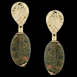Brinco Folheado à Ouro 18k Unakite - 1829 - EFEITO NATURAL