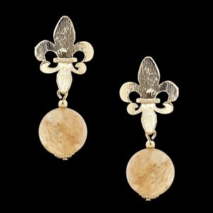 Brinco Folheado à Ouro com Pedra Natural Cristal R... - EFEITO NATURAL