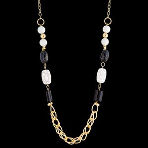 Colar folheado à ouro 18k Ônix com Acessórios - 3... - EFEITO NATURAL