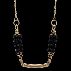 Colar com Cristais Negros e Acessórios de Tubos - ... - EFEITO NATURAL