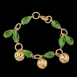 Pulseira Folheada À Ouro 18k Cristal Verde - 581 - MARINA JOIAS