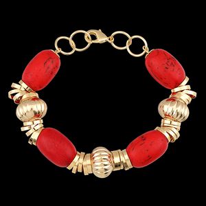 Pulseira com Acessórios e Pedra Coral Vermelho - ... - MARINA JOIAS