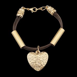 Pulseira com Cordão Enceradocom Coração Trabalhado... - EFEITO NATURAL