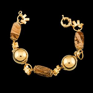 pulseira folheada a ouro,com pedra natural - 405 - MARINA JOIAS