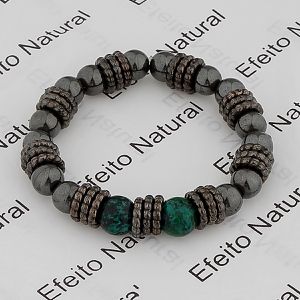 Pulseira Masculina Efeito Natural Hematita e Amazo... - MARINA JOIAS