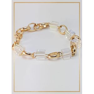 Pulseira Folheada Ouro 18k Cubos Cristais - 830 - MARINA JOIAS