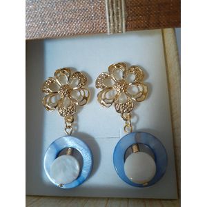 Brinco folheado a ouro 18k Azul Caribe - 2526 - MARINA JOIAS