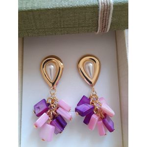 Brinco folheado ouro 18k Cachos de MadrePerlola Ro... - MARINA JOIAS