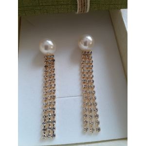 Brinco folheado ouro 18k Correntes Strass - 2594 - MARINA JOIAS