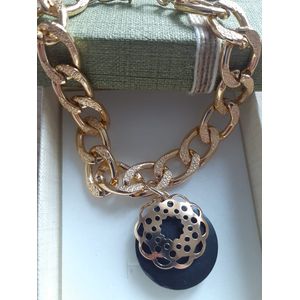 Pulseira Folheada Elos largos Madeira Azul - 948 - MARINA JOIAS