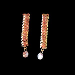 Brinco Folheado à Ouro Correntes e Zirconia - 3880 - EFEITO NATURAL