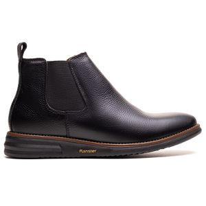 Botina Masculina Ultra Comfort em Couro Preta - Pé Leve Calçados