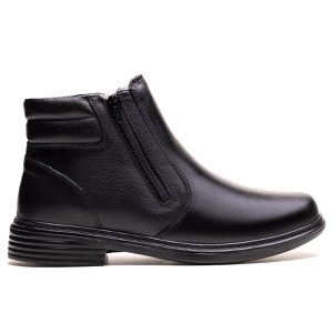 Bota Masculina Ultra Comfort em Couro Preta - Pé Leve Calçados