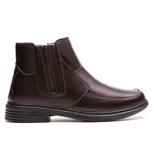 Bota Masculina Ultra Comfort em Couro Café - Pé Leve Calçados