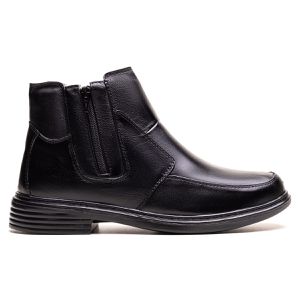 Bota Masculina Ultra Comfort em Couro Preta - Pé Leve Calçados