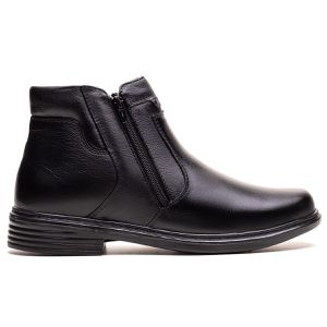 Bota Masculina Ultra Comfort em Couro Preta - Pé Leve Calçados