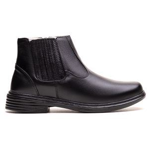 Bota Masculina Ultra Comfort em Couro Preta - Pé Leve Calçados