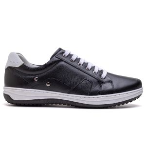 Sapatênis Masculino Ultra Comfort em Couro Preto - Pé Leve Calçados