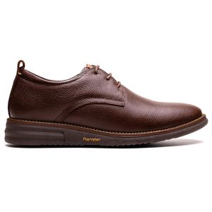 Sapato Casual Derby Masculino Em Couro Café - Pé Leve Calçados
