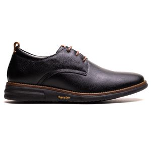 Sapato Casual Derby Masculino Em Couro Preto - Pé Leve Calçados