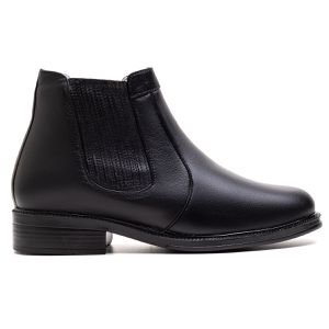 Botina Couro de Carneiro Preto Comfort - Pé Leve Calçados