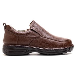 Sapato Comfort Masculino em Couro Café - Pé Leve Calçados