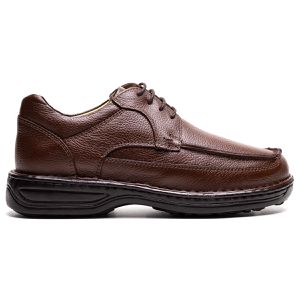 Sapato Comfort Masculino em Couro Café - Pé Leve Calçados